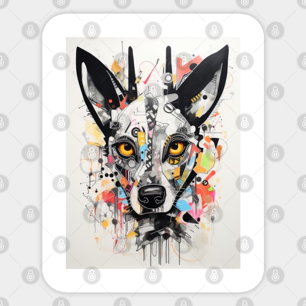 Cartoon African Wild Dog Graffiti #3 Sticker by Chromatic Fusion Studio